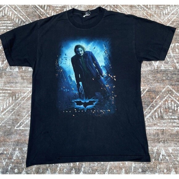 Vtg The Dark Knight Joker Heath Ledger DC Comics Batman Graphic T-Shirt Black L